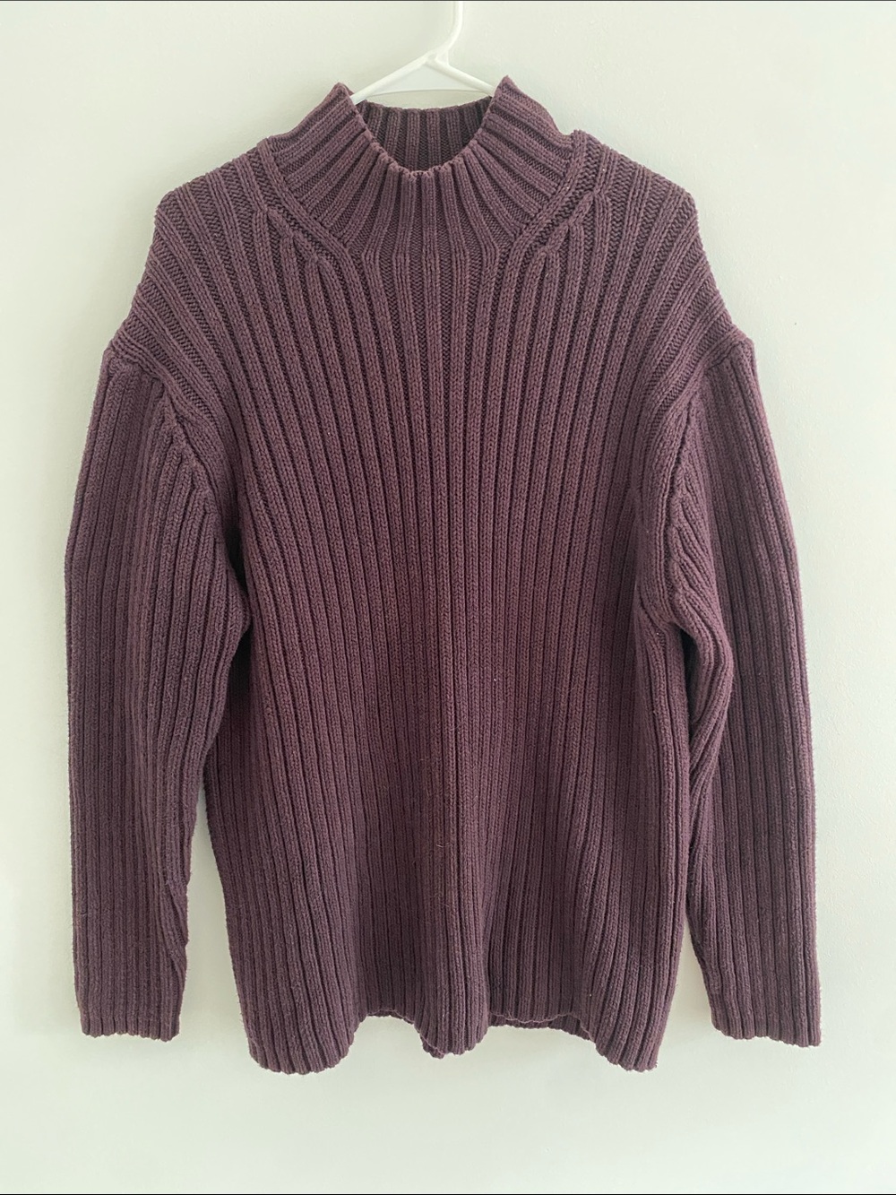 GAP Vtg Cotton Heavy Ribbed L/S Mock Neck Sweater Pullover Eggplant size XL